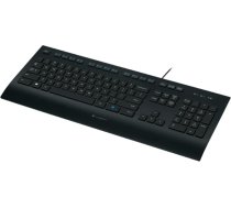 Logitech K280e Pro vadu biznesa tastatūra Windows, Linux un Chrome, USB ports, plaukstas balsts, noturīga pret šļakatām, PC / klēpjdators, franču AZERTY izkārtojums - melna