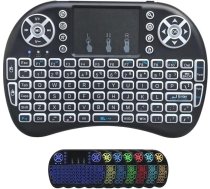 2.4G bezvadu mini tastatūra ar uzlabotu 7 krāsu fona apgaismojumu Touchpad pele USB uztvērējs tālvadības pults Android TV Box Windows PC Smart TV Pad Mac Linux: i8-7C