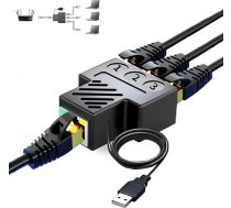 Aoaizue RJ45 Ethernet sadalītāja adapteris, no 1 līdz 3 pieslēgvietām [3 ierīces vienlaicīgi] RJ45 tīkla paplašinājums 100Mbps interneta ātrums 8P8C Extender savienotājs LAN interfeiss kat.