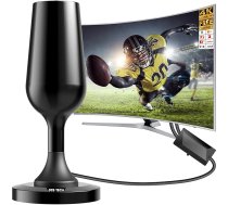 Dvbt2 antena ar pastiprinātāju, iekštelpu antena DVB-T2 ar pastiprinātāju, Dvbt antena 360° uztveršanai visapkārt, HDTV iekštelpu antena TV 4K/1080P HD, magnētiskā pamatne un 3 m kabelis, ideāli piemērota vietējai lietošanai