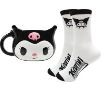 Kuromi 3D krūzītes un zeķu komplekts - oficiāls Sanrio licencēts produkts Porcelāna kafijas krūzīte 350 ml ar 3D Kuromi motīvu un mīļas zeķes (UK 4-7) Dāvanu komplekts faniem