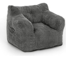 Pamapic Bean Bag, Adult Bean Bag with Filling, Bean Bag Chair with Portable Handle, Modern Ergonomic Bean Bag, Indoor Bean Bag Chair for Living Room, Bedroom, Playroom, Grey