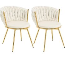 WOLTU EZS84be-2 Dining Room Chairs, Set of 2, Kitchen Chairs, Living Room Chairs, with Metal Frame, Ergonomic, 360° Rotation, for Kitchen, Living Room, Balcony, Velvet Seat, Beige