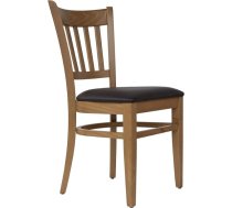 Set of 2 Solid Beech Honey Oak Chairs - Upholstered Chair with Brown Faux Leather | Dining Chair Fully Assembled | 150 kg Load Capacity | Ergonomic & Catering Suitable for Catering T002*