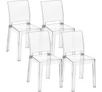 Baroni Home Set of 4 Transparent Polycarbonate Chair Set, Robust and 2 Parts Dismountable Dining Room Chairs, Ergonomic Seat with Curved Backrest, 36 x 81 x 43 cm