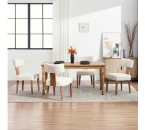 Mid-Century Modern Dining Room Chairs, Set of 4, Ergonomic Linen Chairs with Padding, Solid Wood Legs, Accent Chairs for Dining Room, Kitchen, Living Room and Dressing Table, Beige