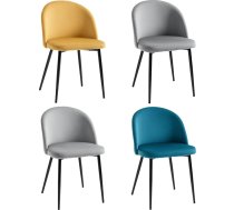 HOMCOM Scandinavian Design Dining Chair 4 Chairs Tapered Legs Metal Black Ergonomic Backrest Velour Multi-Colour