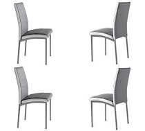 MOMMA HOME - Dining Room Chairs Set of 4 - Camelia Model - Colour Grey - Dimensions 45 x 54 x 92 cm - Faux Leather Upholstery - Ergonomic and Padded Backrest - Metal Structure