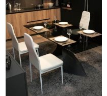 San Marco Set of 4 White High Back Kitchen Dining Chairs with Ergonomic Seat with Decorative Stitching Elegant Upholstered Faux Leather Chairs with Steel Frame (4)