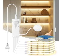 12 V COB LED LED sloksne, 6 gabali 2 m silti balta COB LED sloksnes gaisma ar skārienjūtīgu un ar roku pārnēsājamu slēdzi skapja displeja skapja virtuves apgaismojumam (silti balta, 2 m)