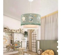 lux.pro Bērnu istabas lampa Lurgan Griestu gaisma E27 LED Piemērots piekaramais gaismeklis ar auduma abažūru Dubultā gaisa balona motīvs 70 cm augsts zaļš