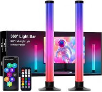 LED gaismas josla, 43 cm īpaši gara RGBIC TV aizmugurgaismojums, 360° apkārtējās gaismas spēļu apgaismojums ar lietotnes vadību un mūzikas sinhronizāciju, USB RGB lampa datoram, televizoram, telpu dekorēšanai, 2 gab. komplektā