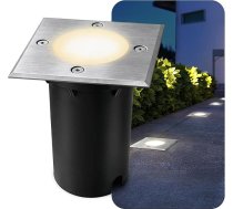 SSC-LUXon Kalpa LED grīdas gaisma IP67 Square Brushed Silver - LED lampa GU10 2W Warm White - āra apgaismojums Grīdas prožektors, izturīgs pret lietus un vadāms