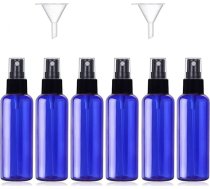 6 gab. 50 ml tukšs plastmasas kosmētikas ceļojumu kosmētikas kosmētikas pulverizatora komplekts ar 2 piltuvēm un 12 uzlīmēm zils
