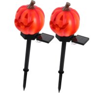Lurrose Pack of 2 Halloween Solar Garden Lamp Dekoratīva ķirbju grīdas lampa āra saules dārza apgaismojums Halloween dekorēšanai ārā Viegla uzstādīšana un izturīgs pret laikapstākļiem