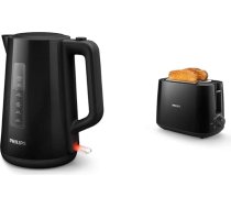 Philips HD9318/20 Series 3000 tējkanna, 1,7 l, atsperu vāks, LED displejs, melna & HD2581/90 grauzdētava, integrēts bulciņu piederums, 8 brūnināšanas līmeņi, melna