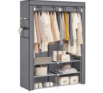 SONGMICS Auduma drēbju skapis 45 x 127 x 176 cm 2 pakaramie nodalījumi ar plauktiem 4 sānu kabatas Liela telpa guļamistabai Dzīvojamā istaba Pelēka RYG008G02