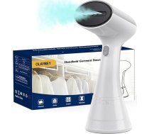 OLAYMEY Tvaika gludinātājs ar tvaiku, 1000 W, tvaika gludinātājs apģērbiem, 220 ml ūdens tvertne, pārnēsājams tvaika gludeklis, rokas tvaika birste, viegls tvaika gludeklis mājai, birojam, ceļojumiem, balts