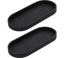 2 x vannas istabas tualetes paplātes ovāls silikona ziepju dozators, izturīgs pret sadursmēm, virtuves izlietnes organizators ziepēm, atslēgām, svecēm, rotaslietām, marmors, melns
