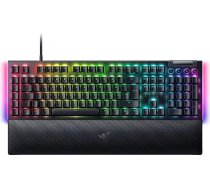 Razer BlackWidow V4 mehāniskā spēļu klaviatūra ar Razer Chroma RGB (Razer zaļie mehāniskie slēdži, 6 pašu makro taustiņi, dubultā izsaukuma ABS vāciņi) QWERTZ vācu izkārtojums, melnā krāsā