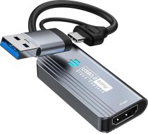 Video ierakstīšanas karte, 4K HDMI uz USB/USB C 3.0 ierakstīšanas karte, 1080P 60FPS video ierakstīšanas ierīce, straumēšanai, mācībām, spēlēm, videokonferencēm vai tiešraidēm