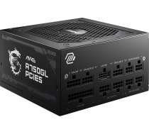 MSI MAG A750GL PCIE5 barošanas bloks, 750 W, 80 Plus Gold, pilnībā modulārs, ATX 3.0, atbalsta PCIe 5.0 GPU, 120 mm FDB ventilators ar dinamiskajiem lodīšu gultņiem, Full-Bridge LLC, melni plakanie kabeļi