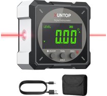 XUNTOP Digitālais protoktors Inklinometrs Lāzera līmeņrādis ar LCD displeju, C tipa interfeiss IP54 ūdensizturīgs magnētiskais nivelēšanas lodziņš Līmeņrādis kokapstrādei, būvniecībai, dekorēšanai, DIY, melns