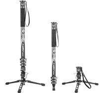 Fotopro oglekļa šķiedras monopods ar pedāli, 73 collu 3 in 1 profesionāls monopods, oglekļa šķiedras ceļojumu monopods ar kājām, maksimālā slodze 22 lbs, DSLR kameras stabilizatoram