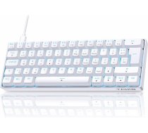 TMKB T61SE spēļu mehāniskā tastatūra ar vācu QWERTZ izkārtojumu, sarkans slēdzis, balta krāsā
