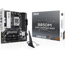 ASUS B850M MAX Gaming WiFi pamatplate Socket AMD AM5 (mATX, DDR5, PCIe 5.0, 3X M.2, WiFi 6, BIOS Flashback, Aura Sync, Q-LED Core)