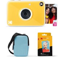 Kodak Printomatic+ tūlītējās digitālās fotokameras sākumkomplekts ar futrālīti (zils) un 20 cinka fotopapīru - 10 MP pilnkrāsainas fotogrāfijas, RGB LED statusa indikators - dzeltens
