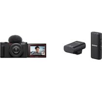 Sony Vlog kamera ZV-1F | Digitālā kamera (salokāms un rotējošs displejs, 4K video, palēnināta kustība, Vlog funkcijas) + Bluetooth mikrofons ECM-W2BT