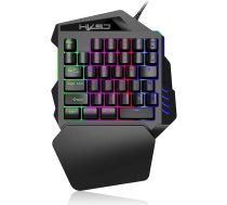 Spēļu tastatūra, 35 taustiņu mehāniskā vienroku spēļu tastatūra ar LED apgaismojumu plaukstas locītavas atbalstam USB vadu LOL/PUBG, Mac/Window/PC spēlēm
