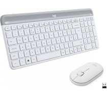 Logitech MK470 Combo Slim bezvadu tastatūras un peles komplekts, 2,4 GHz savienojums, izmantojot nano USB uztvērēju, 10 m diapazons, 18 mēnešu akumulatora darbības laiks, PC / klēpjdators, spāņu QWERTY izkārtojums - balta / White