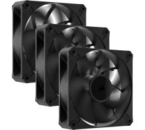 CORSAIR RS120 MAX 120 mm PWM biezs ventilators - augsts statiskais spiediens - šķidro kristālu polimēra konstrukcija - trīs paketes - melns