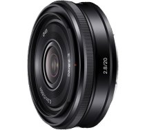 Sony SEL-20F28 platleņķa objektīvs (fiksēts fokusa attālums, 20 mm, F2.8, APS-C, piemērots A6700, A6600, A6400, A6100, ZVE10, E-Mount) melns