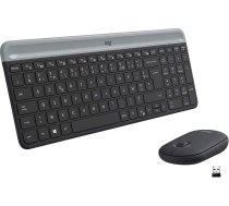 Logitech MK470 Slim Combo bezvadu tastatūras un peles komplekts, 2,4 GHz savienojums, izmantojot nano USB uztvērēju, 10 m diapazons, 18 mēnešu akumulatora darbības laiks, PC / klēpjdators, franču AZERTY izkārtojums - melns / grafīts