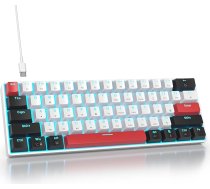 60 % Procentu tastatūra, vadu mini mehāniskā spēļu tastatūra, balta LED fona gaisma, 61 taustiņš, amerikāņu QWERTY datoram, birojam, spēlēm (61 White)