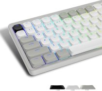 Womier Low Profile Keycaps Glossy Keycaps 75% PBT Keycaps Full Size for 60% 65% 75% 75% 80% 100% Cherry Gateron MX Switches Mechanical Keyboard Gray/White