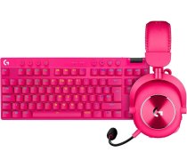 Logitech G PRO X TKL LIGHTSPEED bezvadu spēļu klaviatūra PRO X 2 LIGHTSPEED bezvadu spēļu austiņas, PC, PS5, PS4, QWERTZ vācu izkārtojums - purpursarkana krāsa