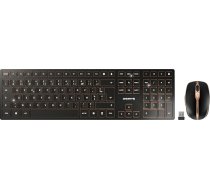 CHERRY DW 9100 Slim bezvadu tastatūras un peles komplekts, franču izkārtojums, AZERTY tastatūra, uzlādējamas baterijas, SX šķērveida mehānisms, klusa taustiņu darbība, melna bronzas krāsa