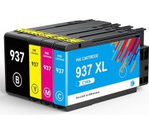 937xl 【Ar mikroshēmas atjauninājumu】937e Printera kasetnes (1 melna + 3 krāsas), kas paredzētas HP 937 XL Multipack saderīgas ar HP Officejet Pro 9730e 9720e 9122e 9125e 9110b 9135e 9130b 9132e 9120e 9117b