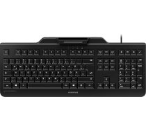 CHERRY Secure Board 1.0, vadu drošības tastatūra ar karšu lasītāju un RFID/NFC saskarni, vācu izkārtojums (QWERTZ), USB-A ports, melna