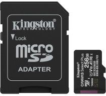 Kingston Canvas Select Plus microSD atmiņas karte 256GB microSDXC Gen3 150MB/s A1, ieskaitot SD adapteri - SDCS3/256GB