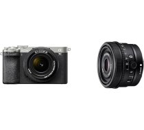 Sony Alpha 7C II bezspoguļa pilna kadra kamera ar SEL2860 un SEL40F25G (33 MP, reāllaika autofokuss, 10 BPS, 4K video, noliektais LCD skārienjūtīgais ekrāns) Sudraba/melna krāsā