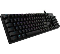 Logitech G512 mehāniskā spēļu tastatūra, GX-Blue Clicky slēdži, LIGHTSYNC RGB apgaismojums, USB cilpa, alumīnija korpuss, programmējami F- taustiņi, ASV QWERTY izkārtojums, melna krāsa