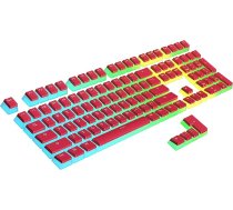 Ranked Pudding PBT Keycaps | 112 Double Shot Translucent ANSI US un ISO Layout | OEM profils RGB mehāniskai spēļu tastatūrai (sarkans)