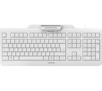 CHERRY KC 1000 SC vadu drošības tastatūra ar integrētu karšu lasītāju, UK izkārtojums (QWERTY), Plug & Play (USB-A), plakana konstrukcija, balta/pelēka krāsa