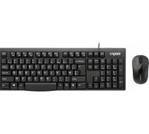 Rapoo X1800S bezvadu tastatūras un peles komplekts Bezvadu rakstāmpults komplekts 1000 DPI sensors 12 mēnešu akumulatora darbības laiks Ergonomisks kreisās un labās rokas BE-Layout AZERTY PC un Mac - melns