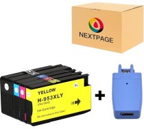 Nextpage 953XL Multipack 953 daudzpakas drukas kasetnes, kas saderīgas ar HP OfficeJet Pro 7720 7730 7740 8210 8218 8710 8715 8718 8720 8720 8725 8728 8730 8740 printeri (komplektā 4 gab.) ar 1 gab. 953XL 53XL XL mikroshēmas atjaunināšanas ierīci.